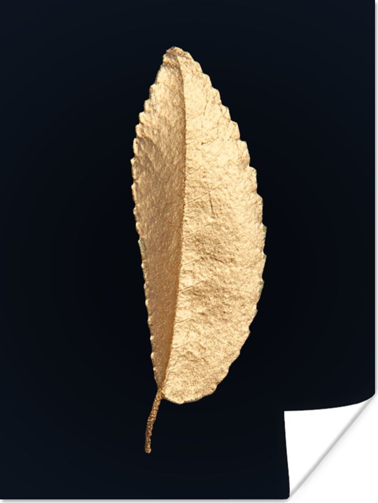 MuchoWow Poster Blätter - Schwarz und Gold - Luxus - Chic - Natur 30x40 cm - Wandplakat - Poster Kinderzimmer