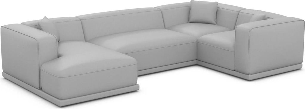 Echtleder U-Form XL Wohnlandschaft Diora Hellgrau Links
