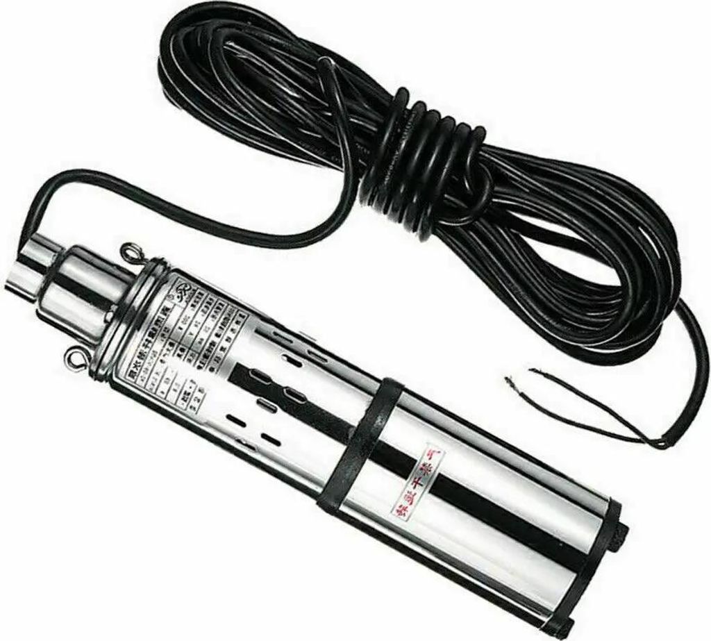 Solar-Wasserpumpe - Tiefbrunnenpumpe 24V DC 200W - Edelstahl - Förderhöhe 30 m - Fördermenge 1,2 m³/h - Auslass 25 mm - Durchmesser 77 mm - Silber