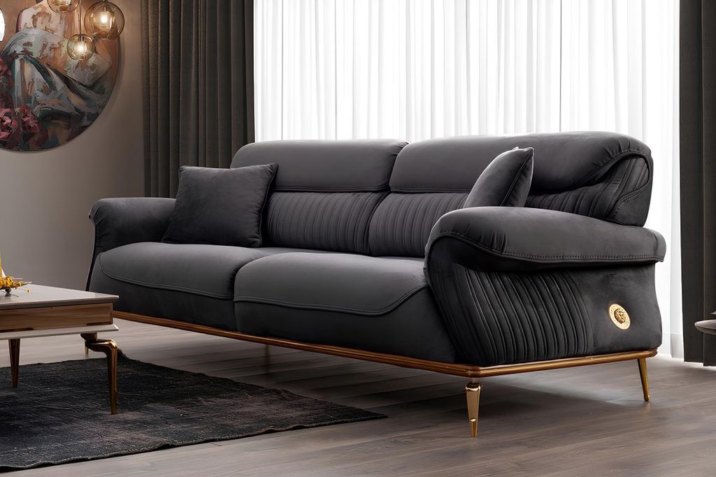 Modern Grau Farbe 3-Sitzer Sofa Komfort und Stil in einem Ensemble