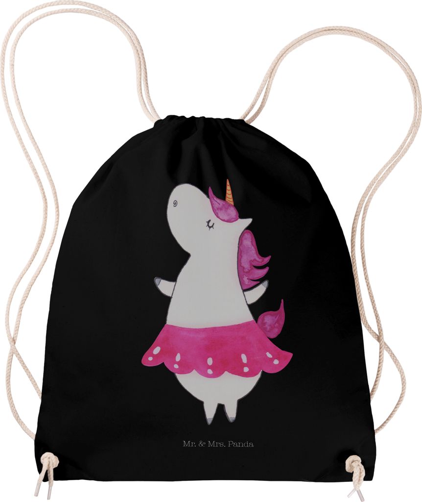 Mr. & Mrs. Panda gym tasche Einhorn Ballerina - Schwarz - Geschenk, Jutebeutel, Beutel, sporttasche klein, Stoffbeutel, Sportbeutel, Wohnung, Unico...