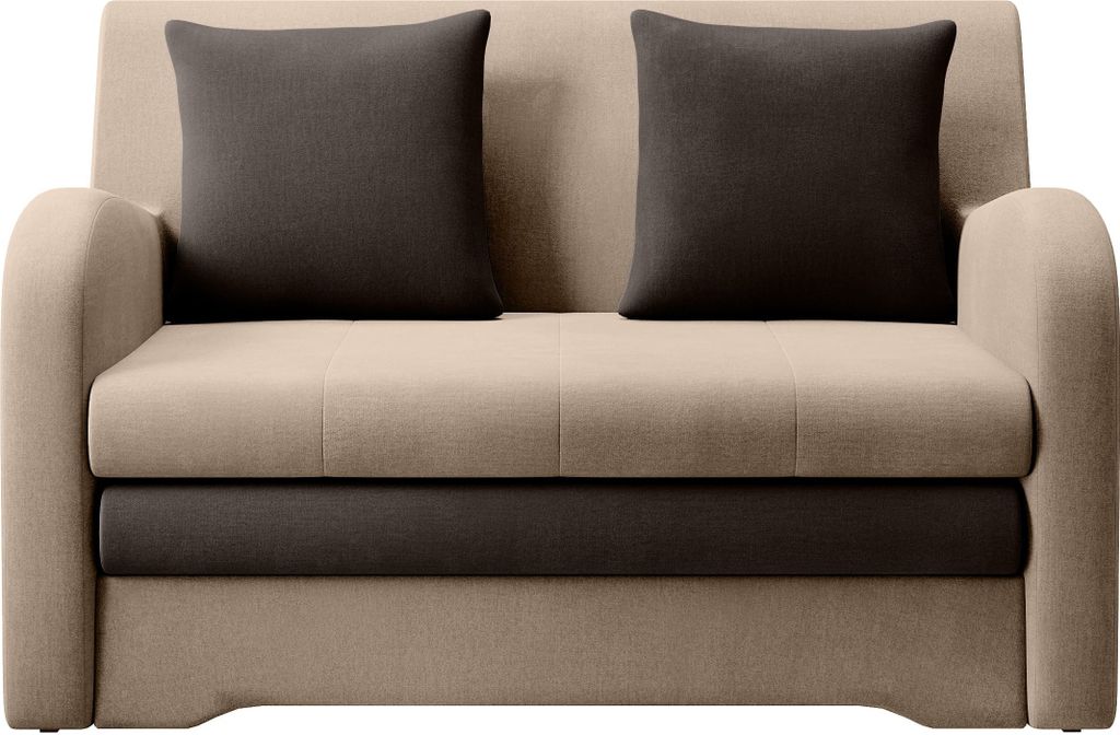 Sofa mit Schlaffunktion und Bettkasten Couch für Wohnzimmer Schlafsofa Sofagarnitur Polstersofa - 130x85x103 cm - AMIRO (Beige + Braun - Nube 20 +...