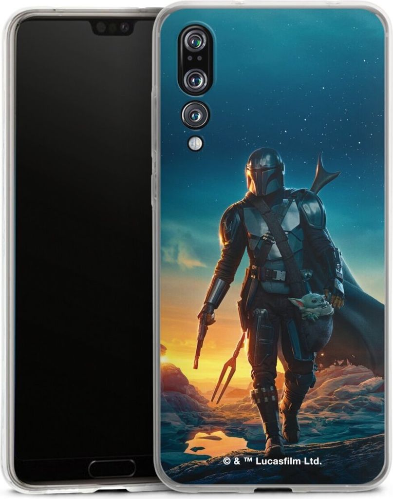 DeinDesign Handyhülle für Huawei P20 Pro Silikon Hülle Case Smartphone Schutzhülle Sonnenuntergang Star Wars The Mandalorian