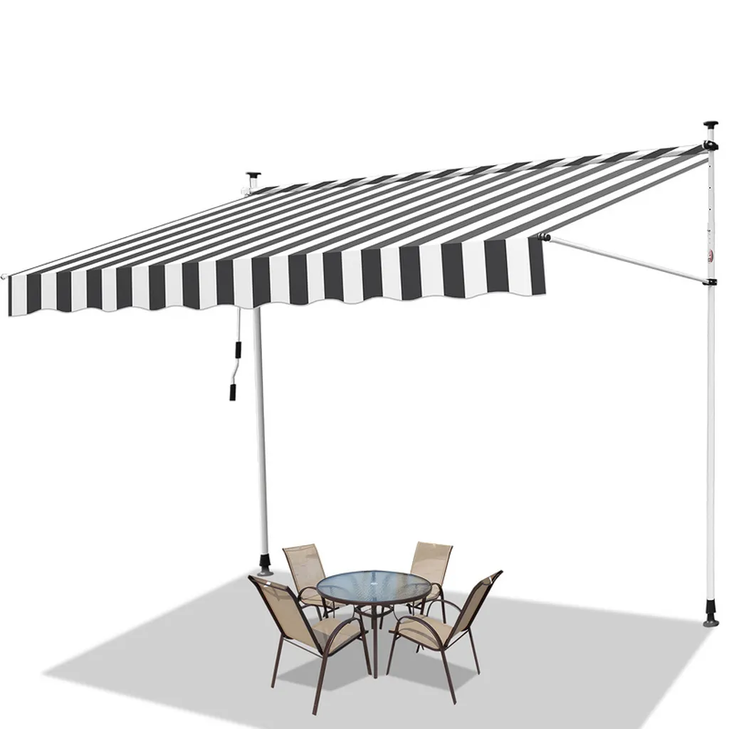 Tenda da Sole Balcone 400cm Jopassy Bianco Grigio | Removibile No Fori