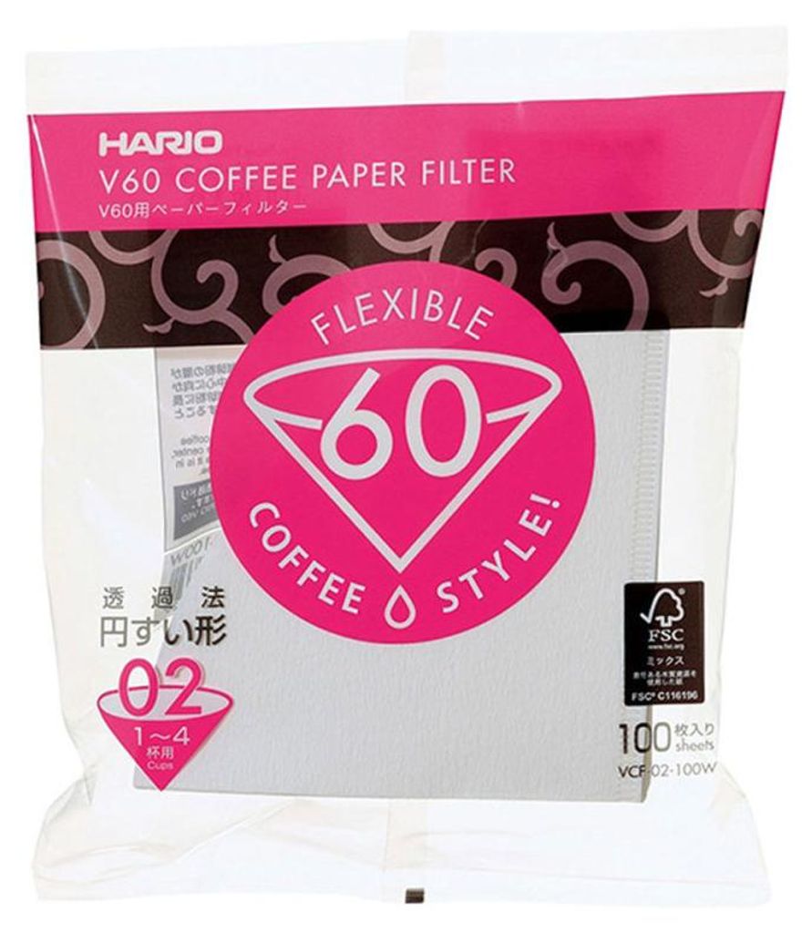 Hario VCF-02-100W, Pohár, Jednorázový kávový filtr, Papír, Obrázek produktu 