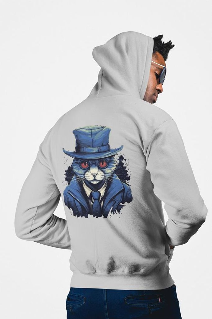 D&B Uni Hoodie ZIPCAT00001 Cat HellGrau-Größe 2XL