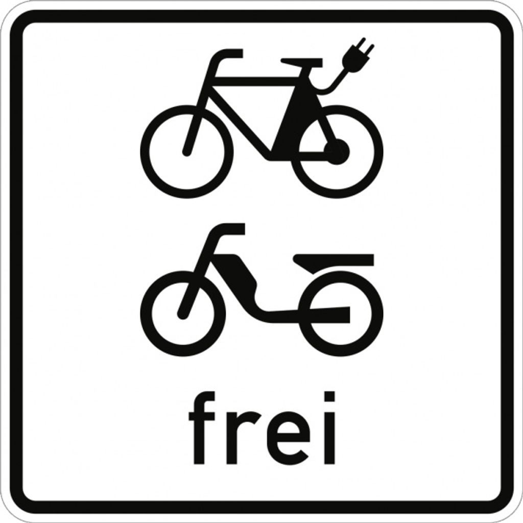 Verkehrsschild VZ1022-15, E-Bikes und Mofas frei, Alu, RA1, 420x420 mm