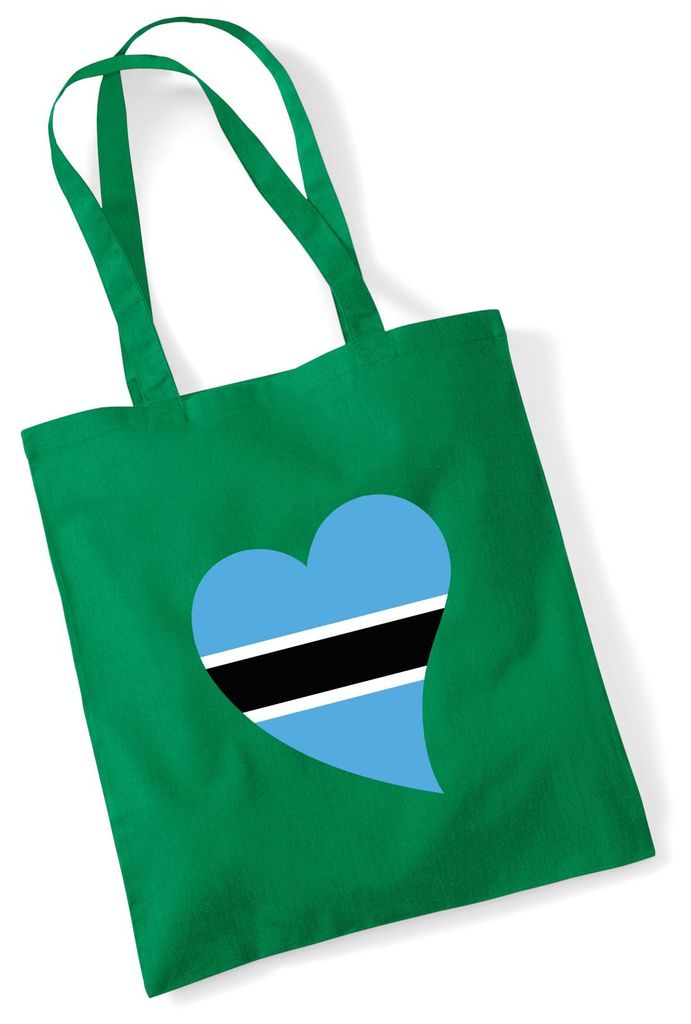 Huuraa Jutebeutel Botswana Flagge Herz 10 Liter Kelly Green Baumwolle Tasche Geschenkidee