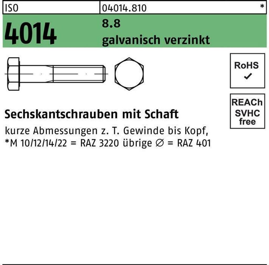 Reyher  Sechskantschrauben ISO 4014 8.8 M 14x70 galv. vz Produktbild 