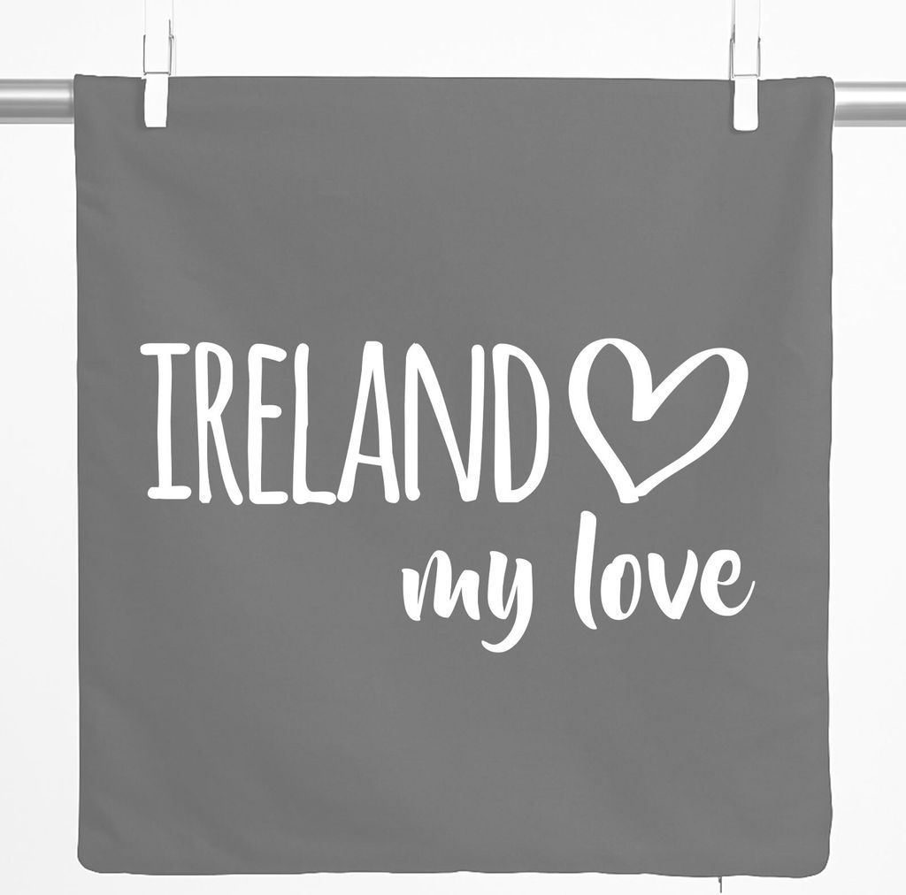 Huuraa Kissenbezug Ireland my love 40x40cm Steel Grey Baumwolle Dekokissenbezug Geschenkidee