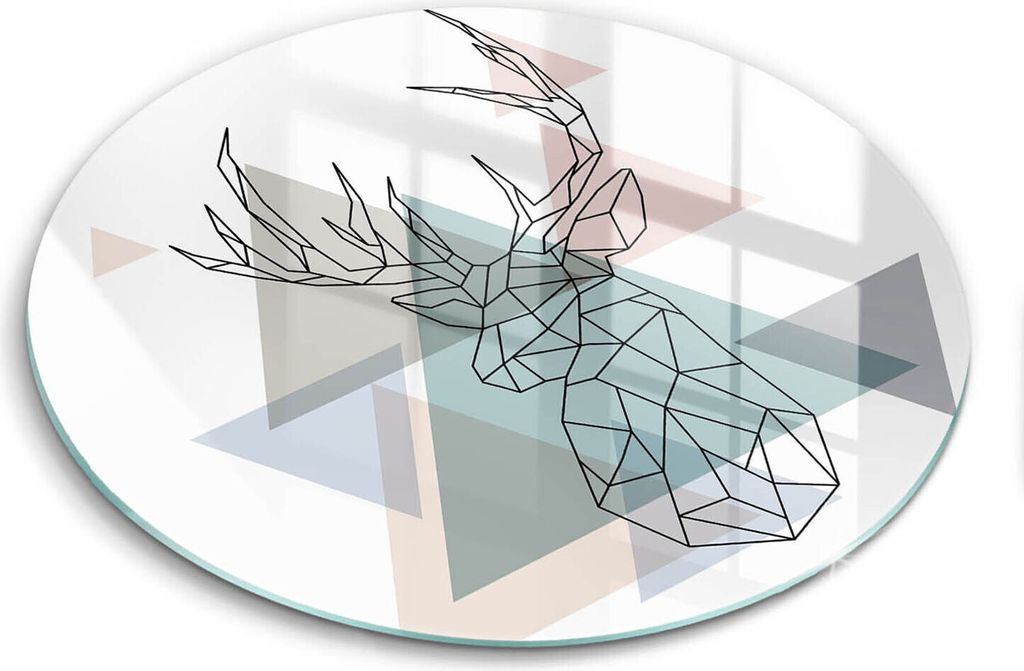 Glasschneideplatte - Herdabdeckplatte - fi30 cm -Schneidebrett - Spritzschutz - Abstrakte Hirsche