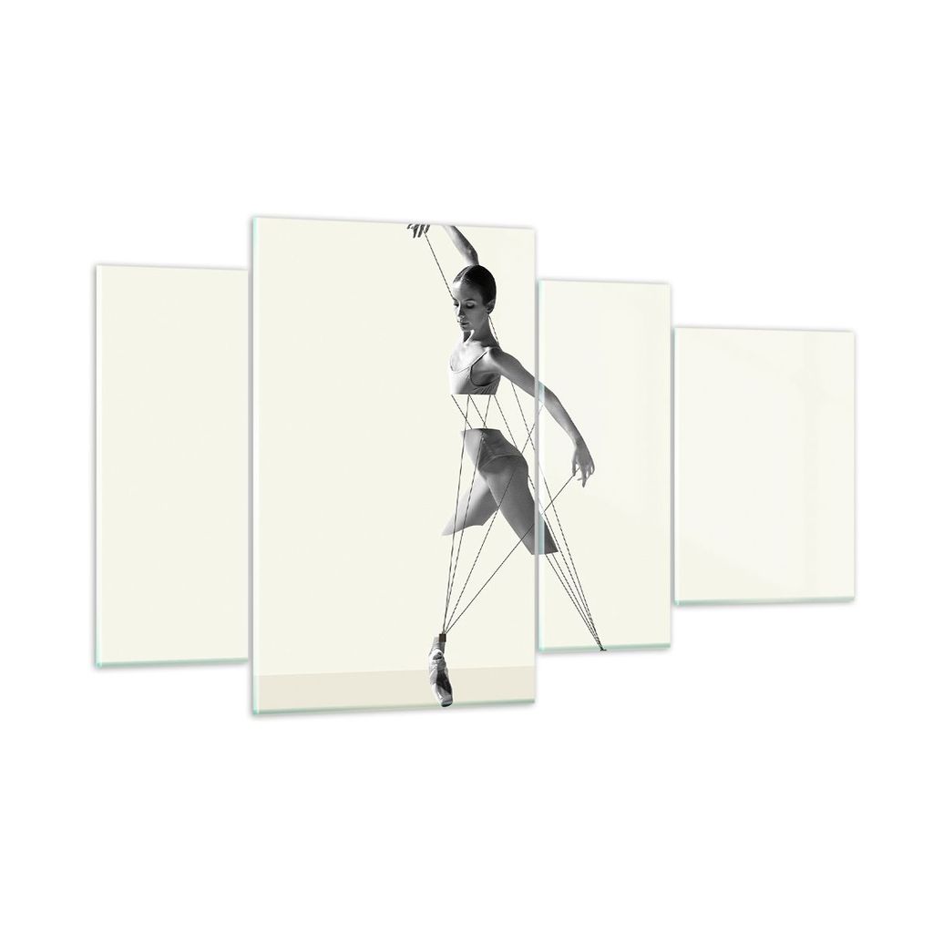 Bilder auf glas - 4 Teile - Surreal Ballerina Marionette - 120x70cm - Glasbilder - Wandbilder - Bilder - Wanddekoration aus Glas - Glas Bilder - Wa...