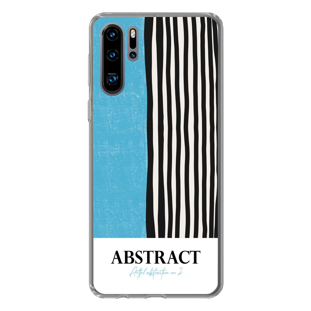 MuchoWow Handyhülle Schutzhülle Hülle für Huawei P30 Pro Design - Blau - Schwarz - Weiß Silikon Softcase Handy Hülle - Schutzdeckel