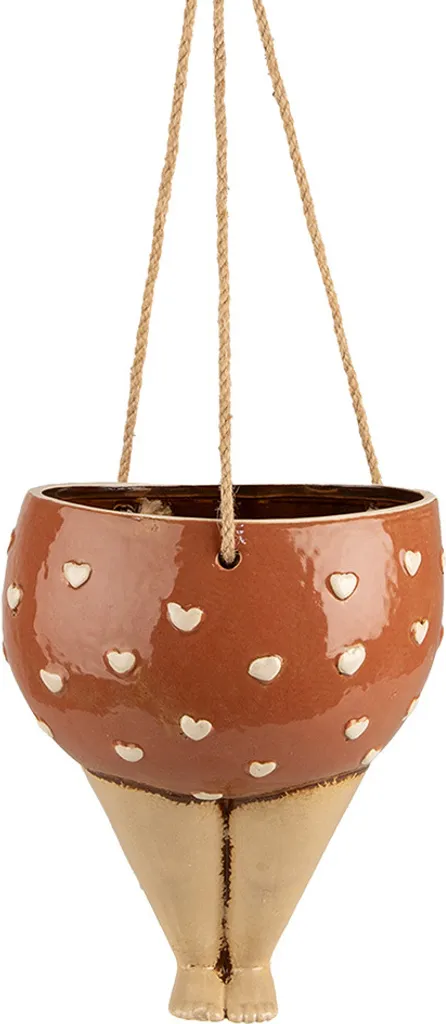 Cache-pot visage femme en céramique rose beige style romantique 20 cm