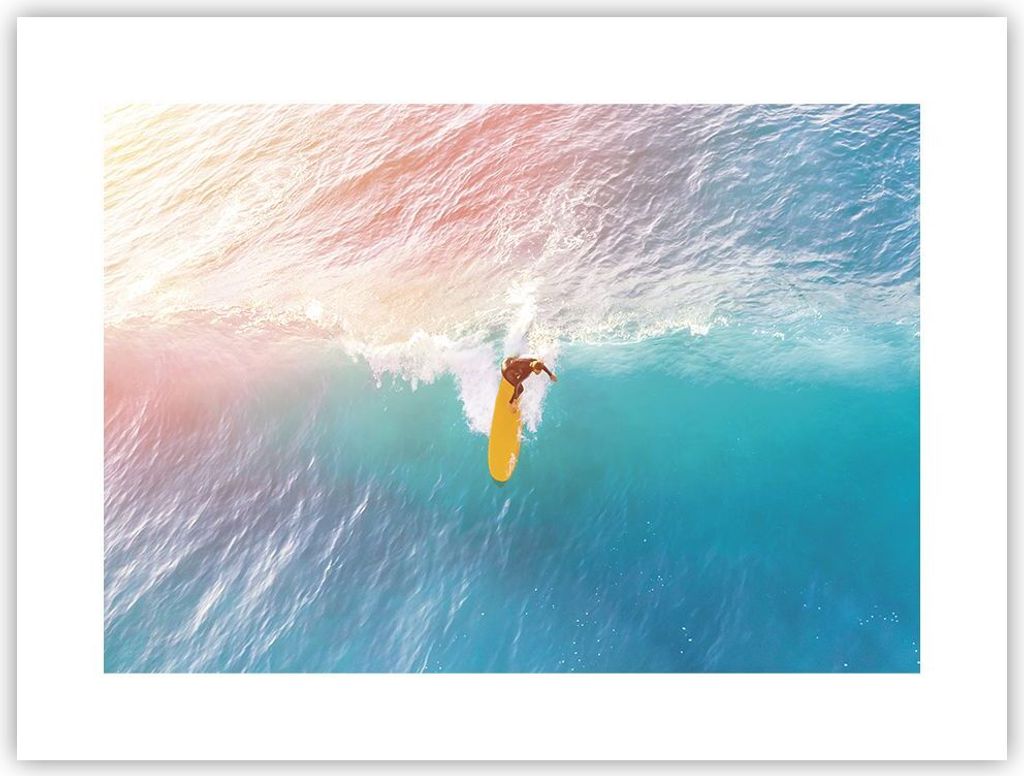 Poster - Poster ohne Rahmen - Surfen Welle Licht - 40x30 cm - Wand Bild - Wanddeko - Wandbilder - Kunstposter - Wandposter - Bilder - Kunstdruck - ...