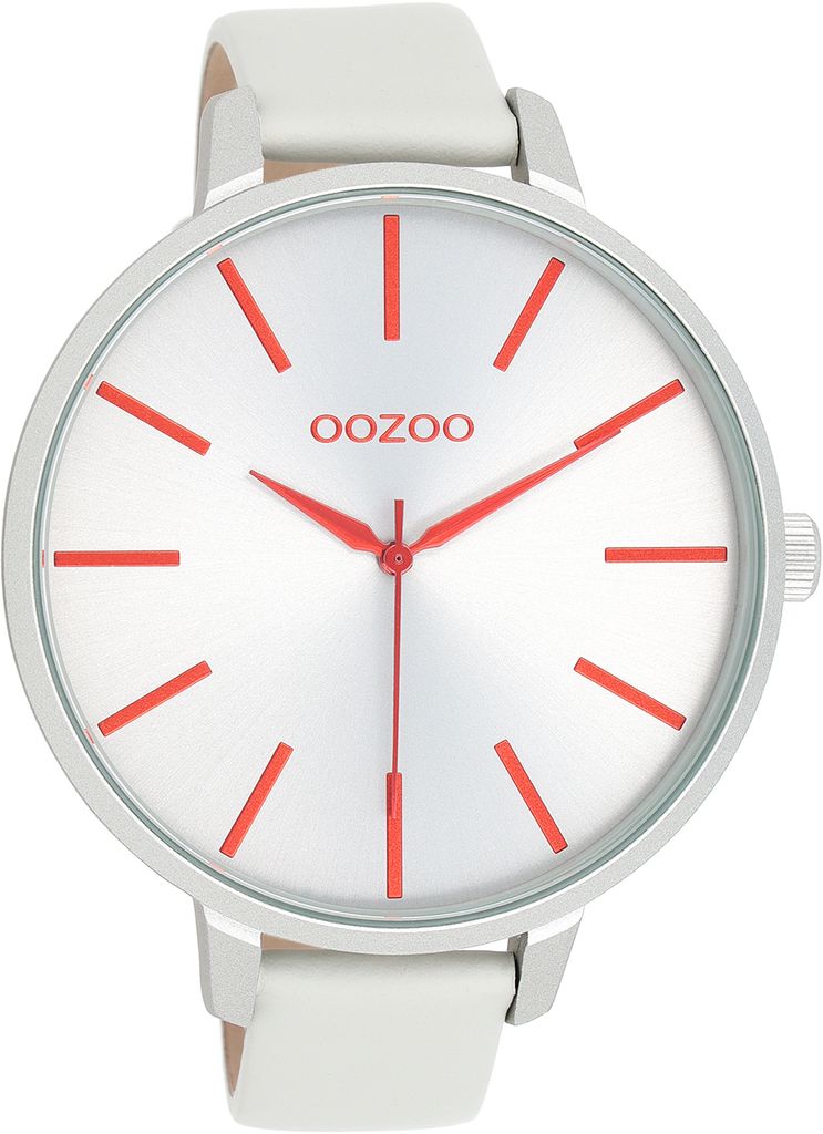 Oozoo Armbanduhr grau Leder Timepieces Damen Analog-Quarzuhr UOC11160