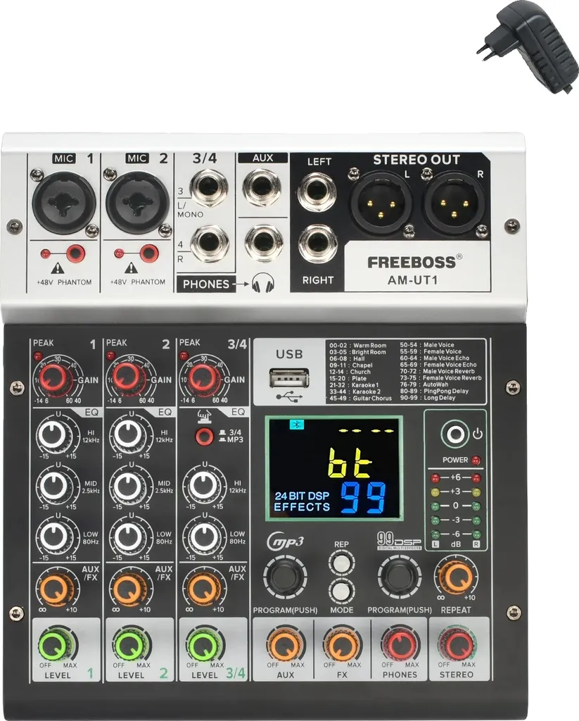 Console Mixage pour Podcast et Streaming Bluetooth 99 Effets DSP
