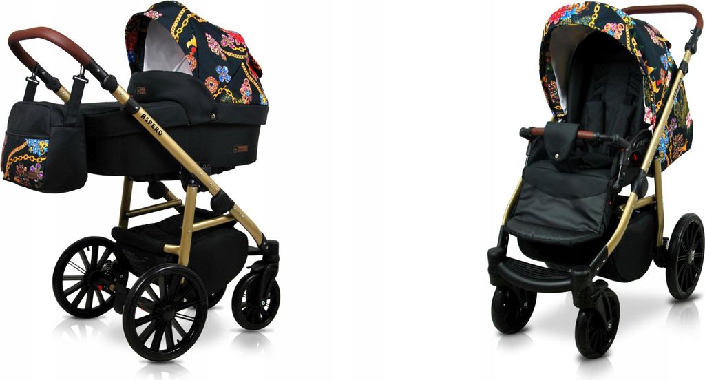BabyLux Aspero | 2in1 Kinderwagen Set | Gold Chain | Kombikinderwagen | Kinderwagenset | Buggy