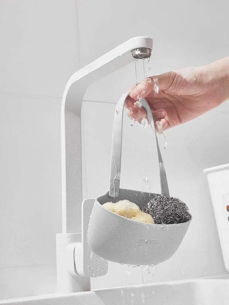 Porte-éponge évier aimanté sans perçage - Support cuisine 2 unités gris - 2