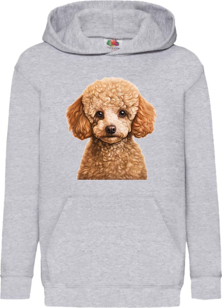 Kinder Kapuzenpullover Dogs Breeds Poodle Dog Breed 005, 5-6 Jahr - 116 / Grau