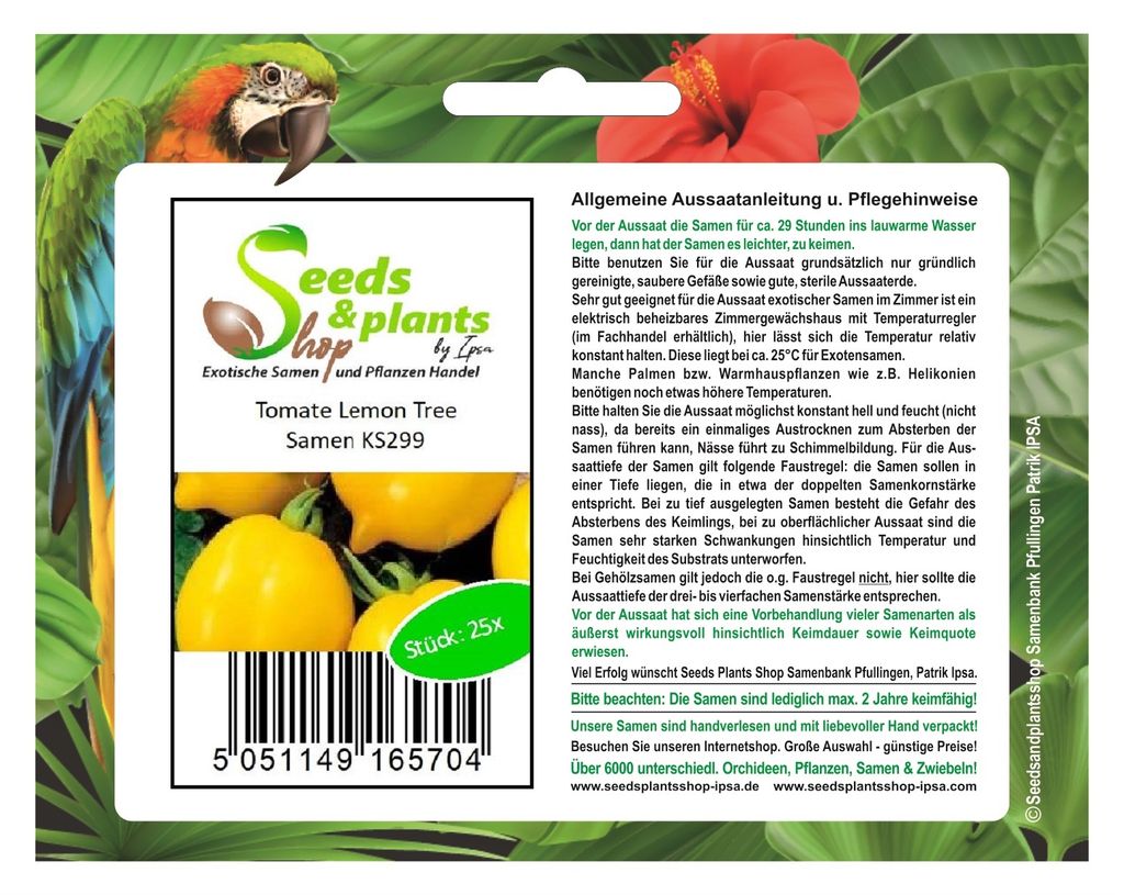 25x Tomate Lemon Tree - Alte Sorten Samen Gemüse Küche Garten Pflanze KS299