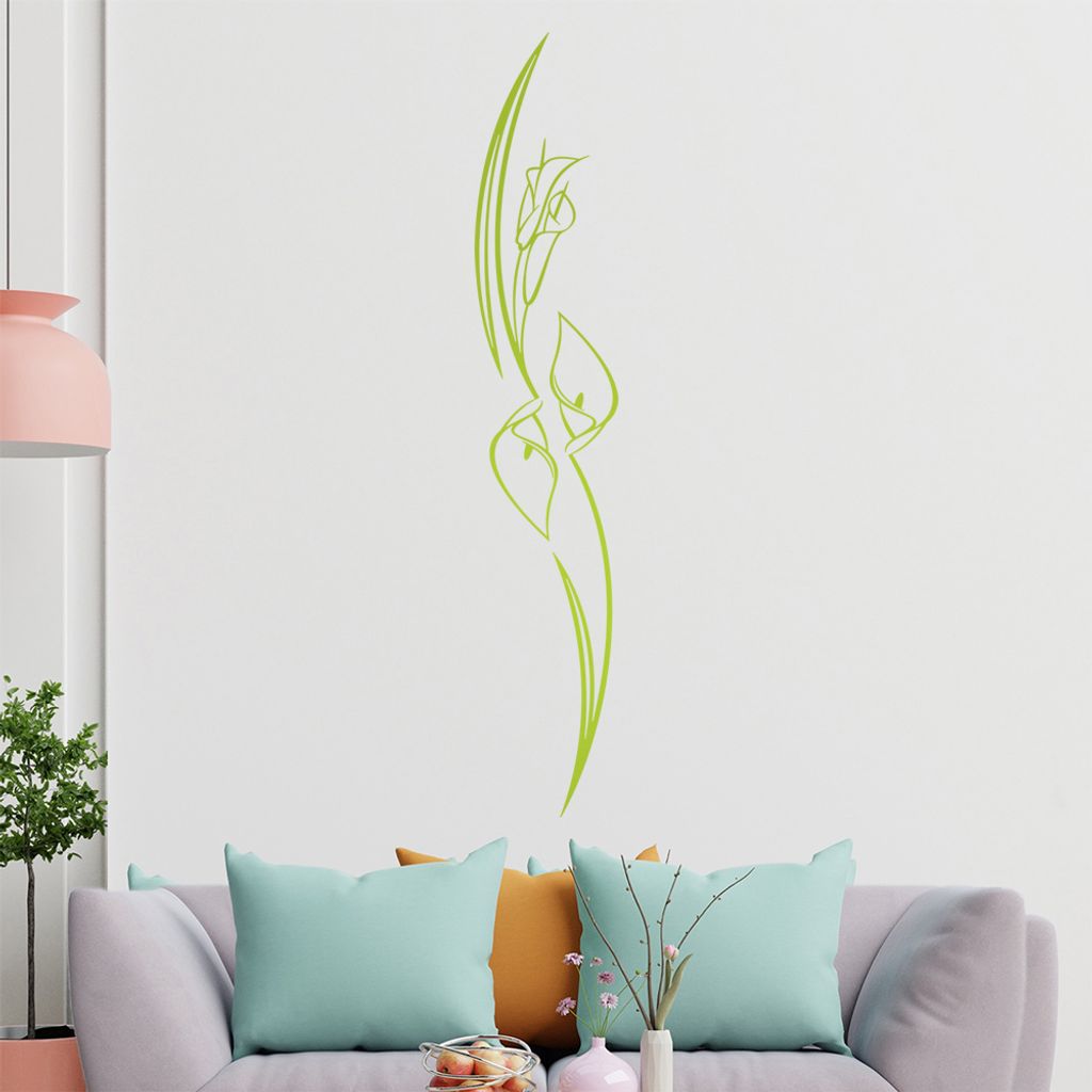 Lilien - Linien Wandtattoo in 6 Größen - Wandaufkleber Wall Sticker - Dekoration, Küche, Wohnzimmer, Schlafzimmer, Badezimmer