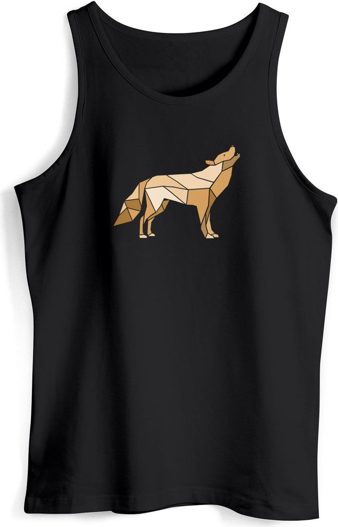 Herren Tank-Top Aufdruck Wolf Polygon Print Geometrie Outdoor Wildnins Wandern Muskelshirt Muskelshirt Neverless schwarz S