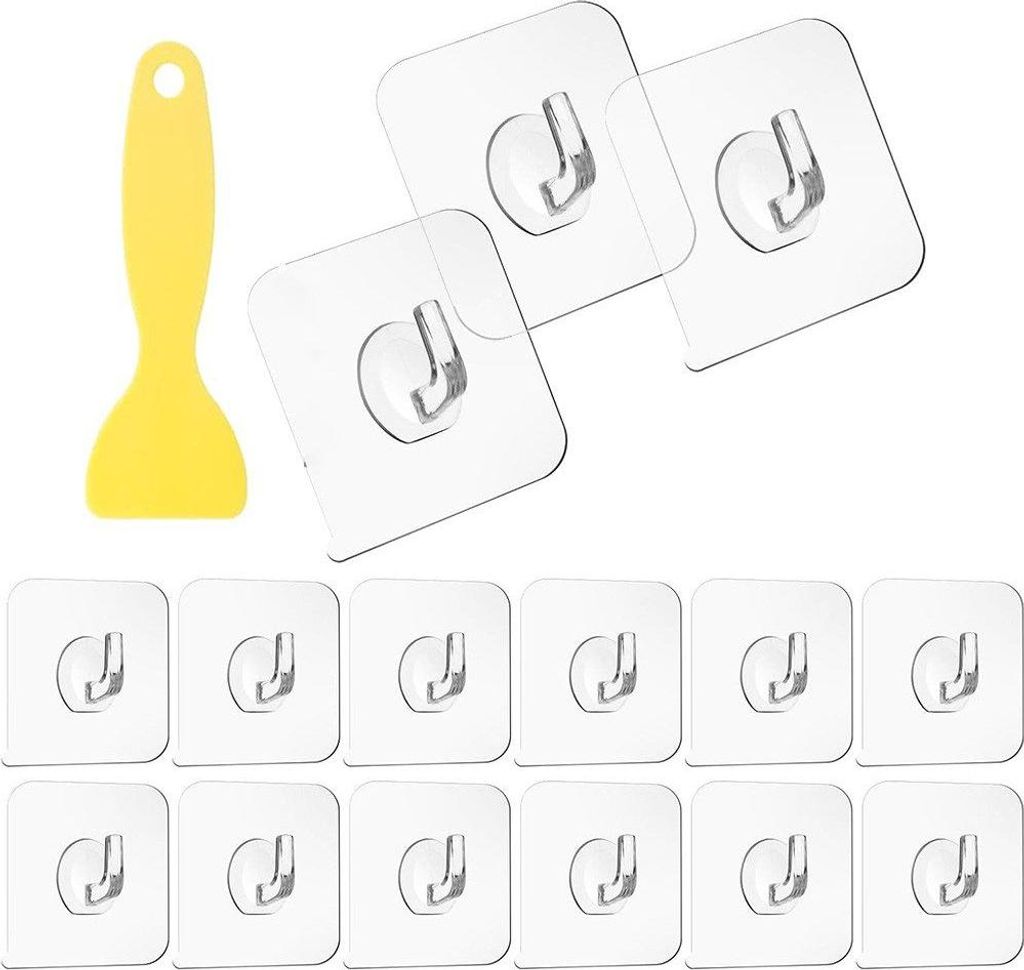 20 Stück Transparente Haken Selbstklebende Klebehaken mit Produktbild 