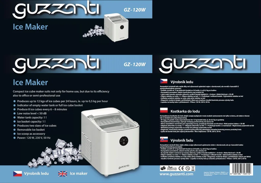 Machine à glaçons Guzzanti GZ 120W - Robot à glaçons compact et rapide