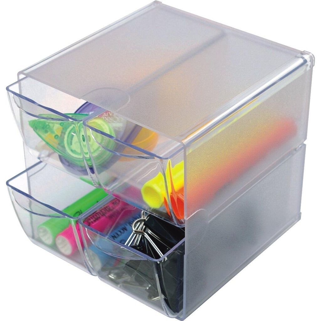 deflecto Organisationsbox Cube, 4 Schubladen, glasklar Produktbild 