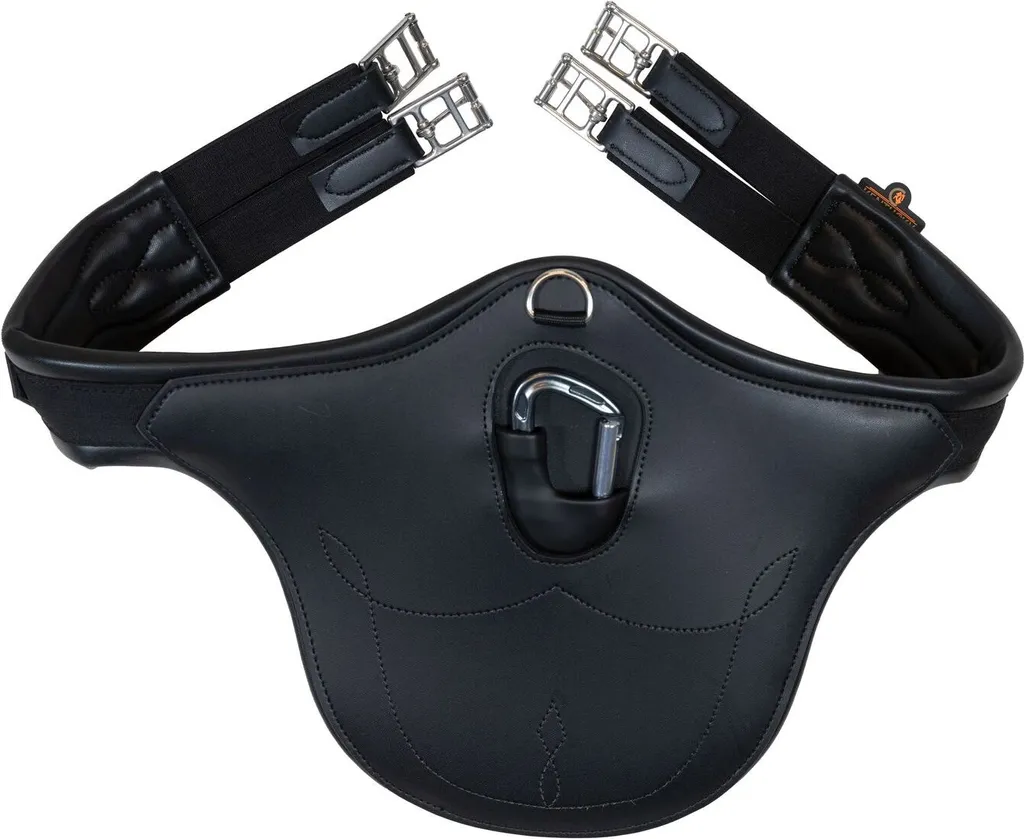 Sangle anatomique noire Kentucky 125cm avec protection crampons intégrée