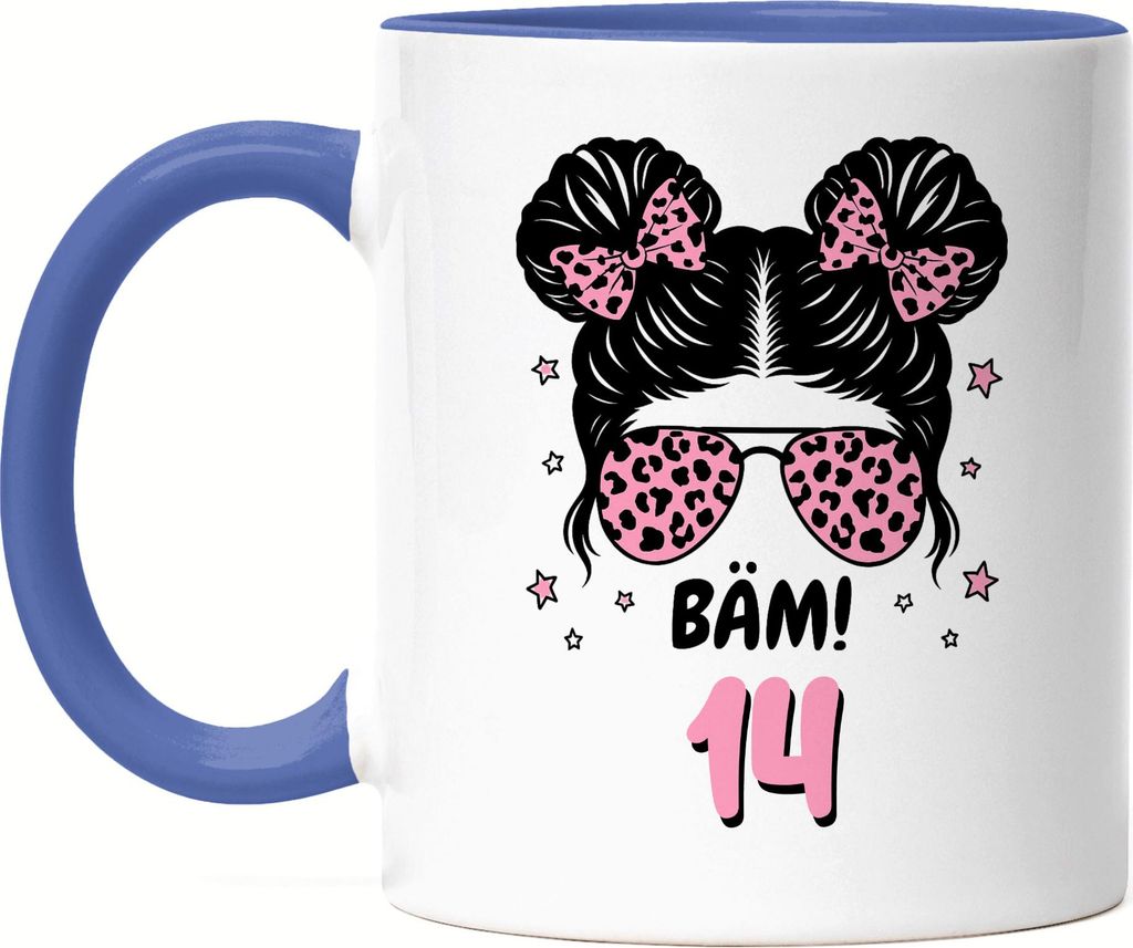 Bäm 14 Geburtstag Tasse Blau Mädchen Geschenk Teenager Kindergeburtstag Partydeko Überraschung cooles Motiv originelle Idee