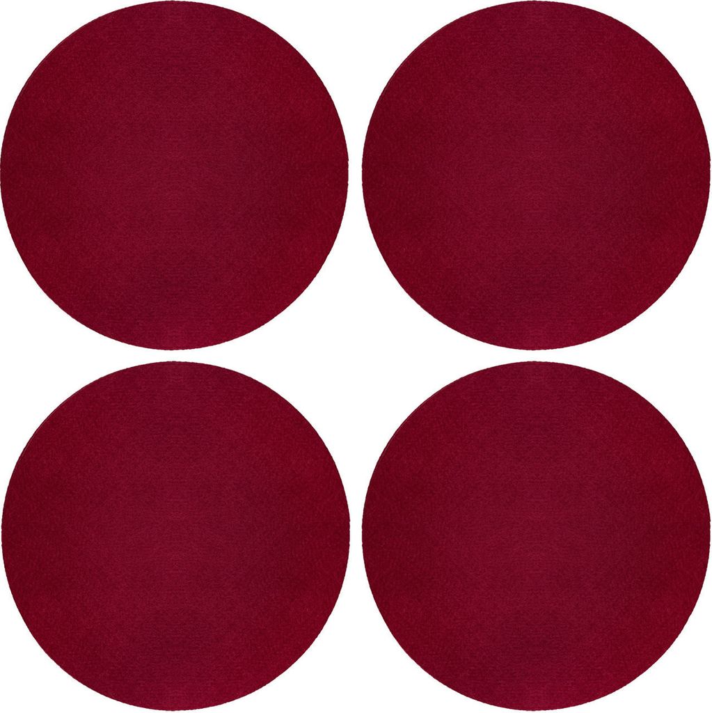 Oblique Unique 4 Filz Untersetzer Getränke Glas Untersetzer rund Ø 20cm als Tischdekoration - weinrot