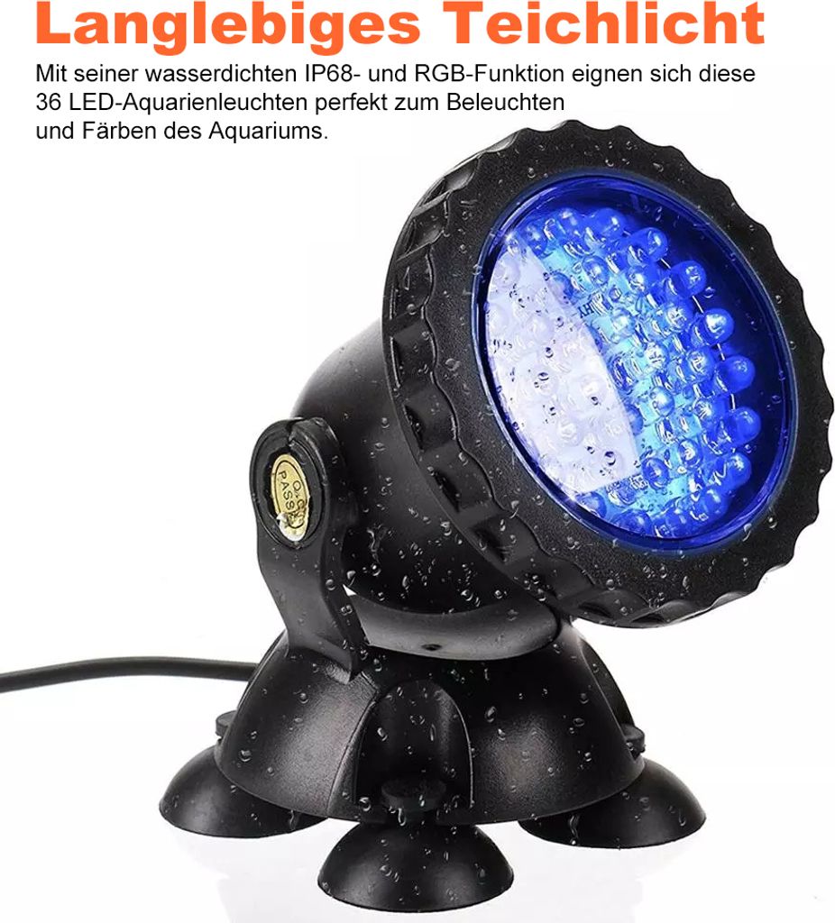 2 Lampe LED RGB Aquarium Unterwasser Tauch Pool Lampe Produktbild 15