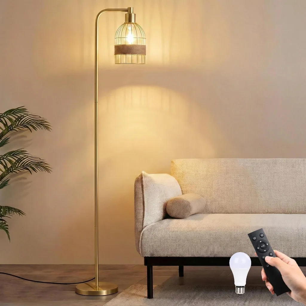 Lampada da Terra Regolabile Paralume Metallo Traforato Bianca/Nera