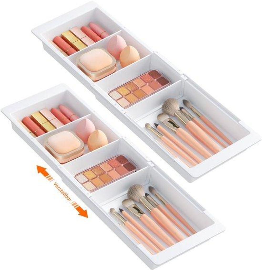 Weißer Plastik Organizer, 35-55cm lang, für Bad, Küche, Büro