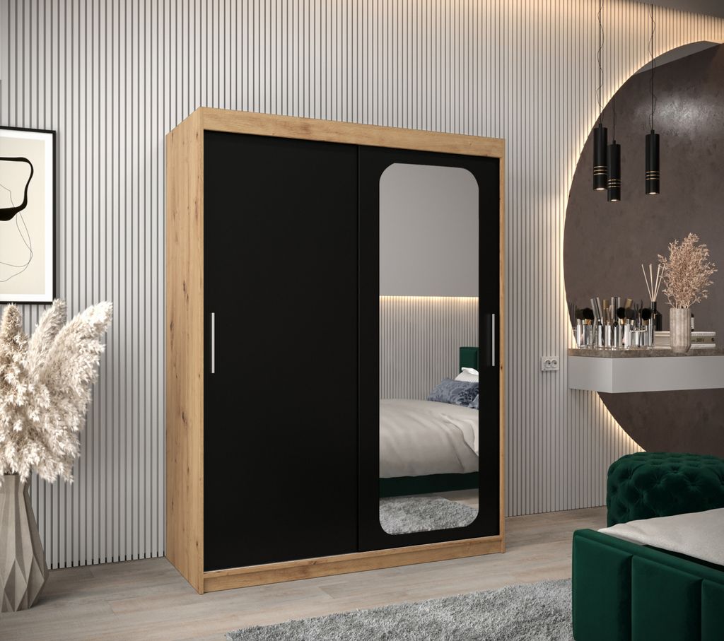 Spiegelschrank DONICELA 1 - 150 cm, handgefertigt / schwarz