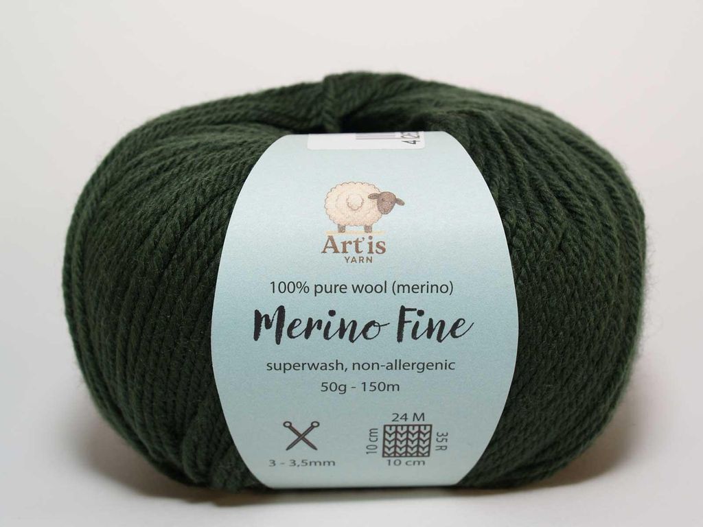 Merino Fine Art'is Yarn 100 % reine Wolle | Superwash & hypoallergen (50 g/150 m) (1015 dunkelgrün)
