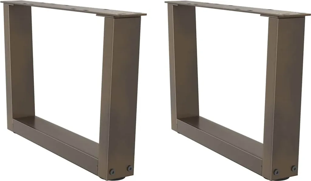 2 Pz Gambe Tavolino a V Acciaio Naturale 600x313mm per Arredo DIY