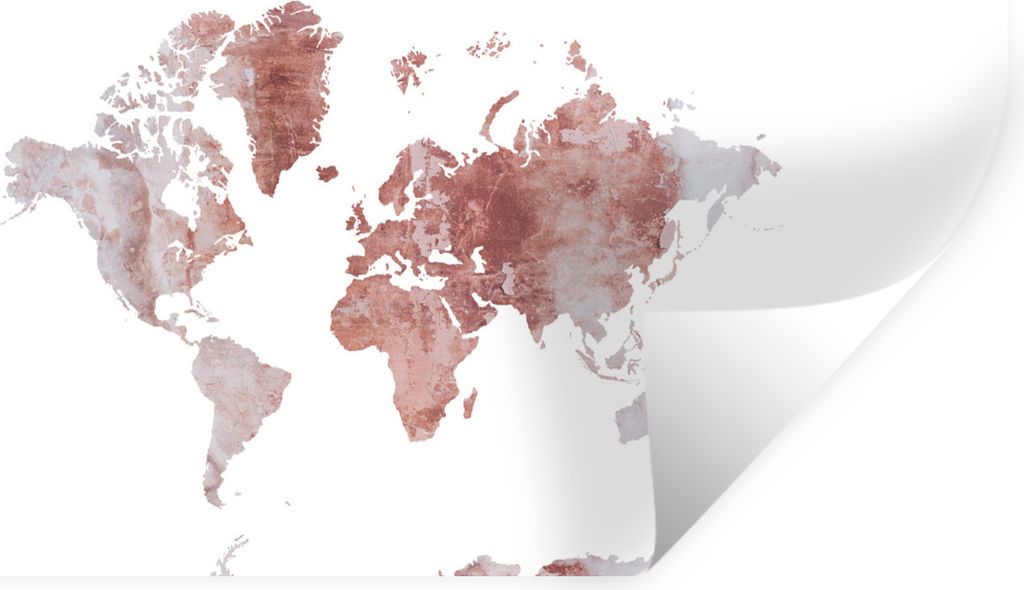 MuchoWow Wandtattoo Wandsticker Wandaufkleber Weltkarte - Marmor - Kupfer 40x20 cm Selbstklebend und Repositionierbar - Aufkleber