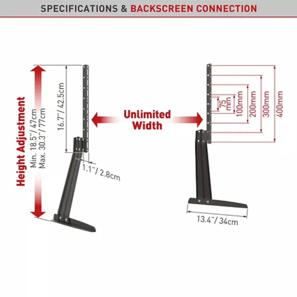 Support TV de Table Universel Noir Réglable pour Écran 81 cm à 178 cm - 5
