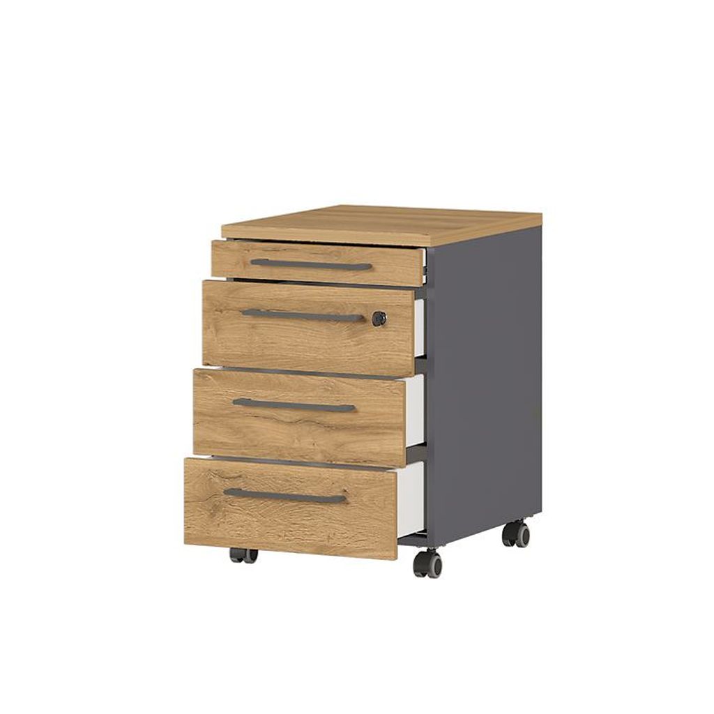 AGENDA Rollcontainer Graphit/Grandson Eiche Nb