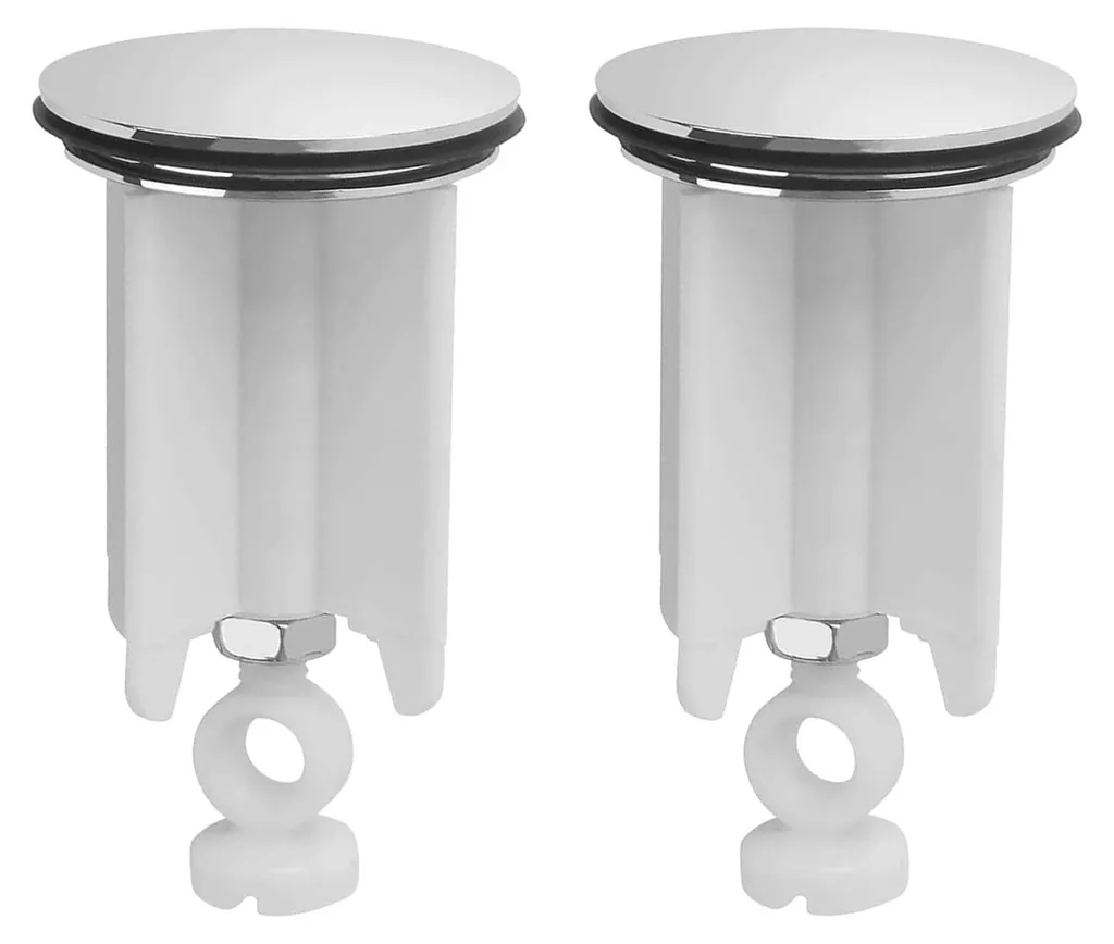 Lot de 2 Bouchons de Lavabo Universels 40mm Blancs en Acier Inoxydable