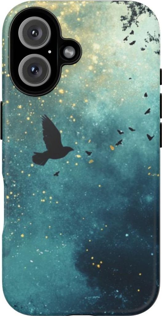 Mystische Nacht mit fliegendem Vogel und Bäumen – Hülle Kompatibel mit iPhone 16
