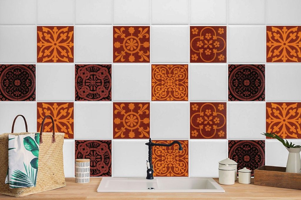 24 Stück Laminierter Sticker Aufkleber Küchen Wandfliesen Produktbild 