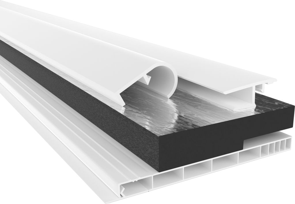 HEXIM PVC Rollladenkastendeckel Komplettset, Rollladenkastendeckel, Aufnahmeprofil & Rollladentraverse, Länge: 1000 - 2000mm, Breite: 120 - 320mm,...