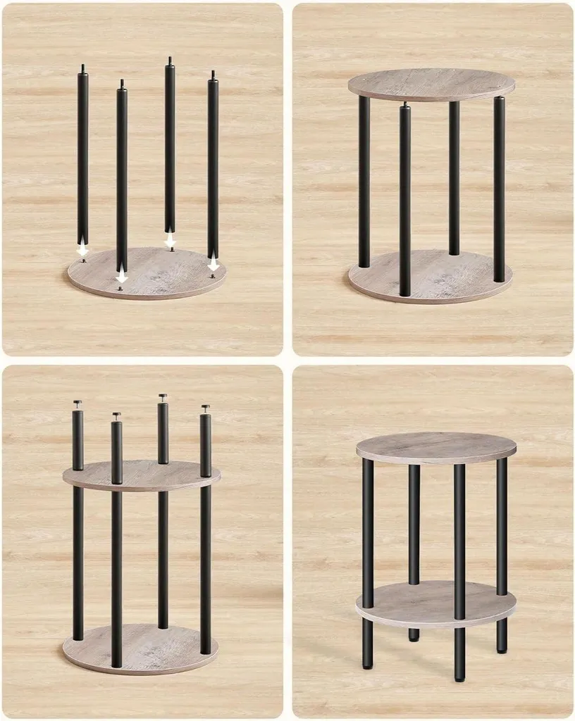 Table d'appoint ronde pour petits espaces meuble de rangement d'angle - 6