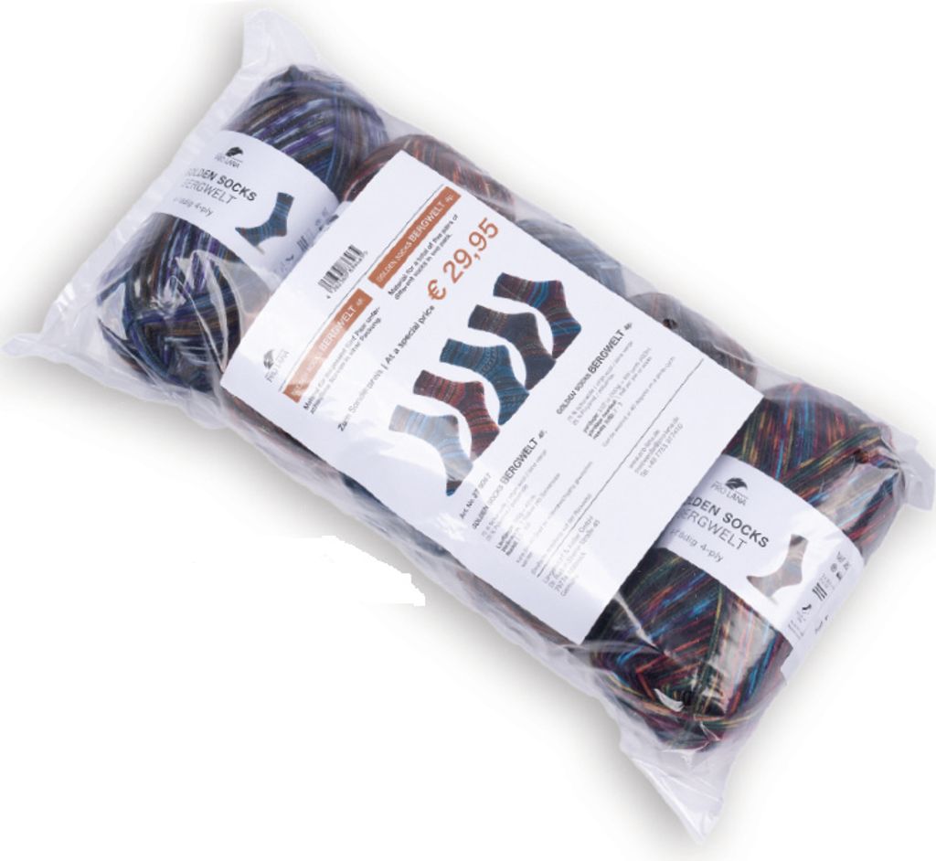 Pro Lana Sparpaket 4-fädige Sockenwolle "Bergwelt" 5x100g à 420m,75%Schurwolle/25% Polyamid