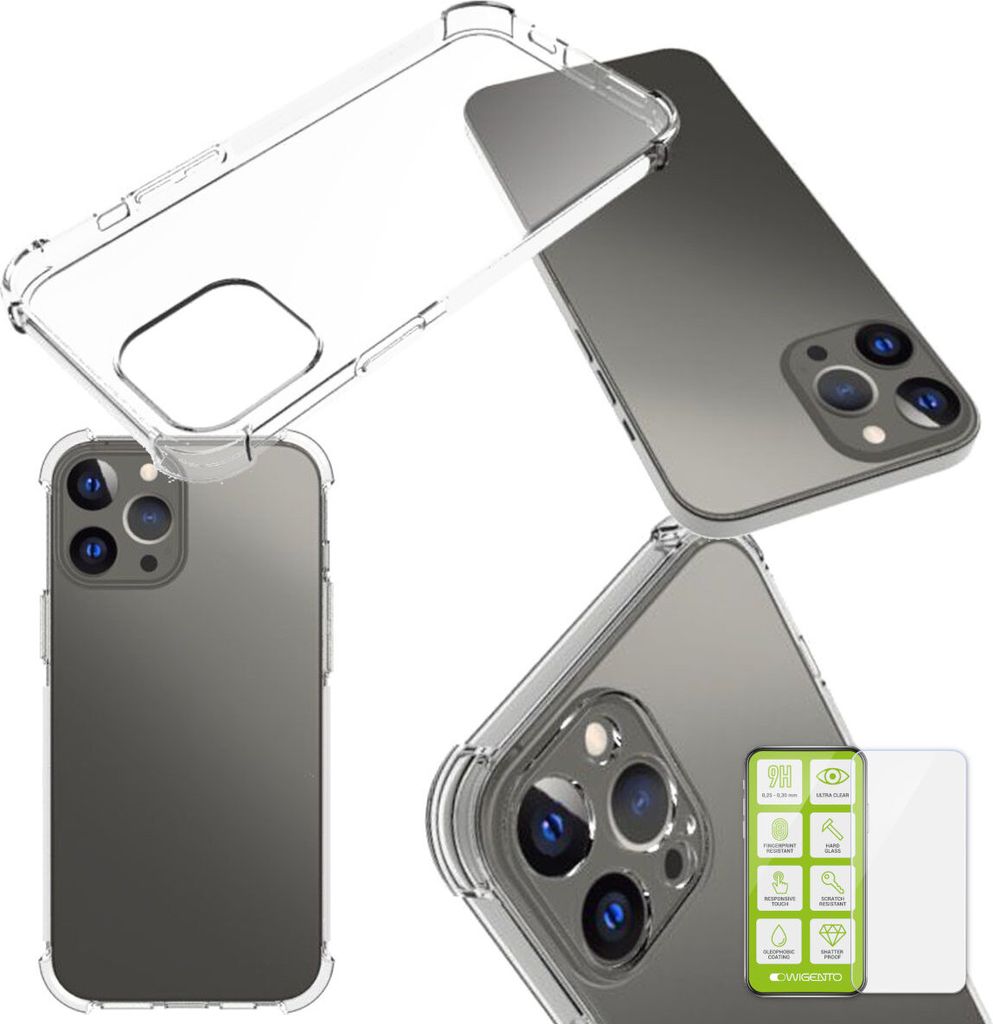Für Apple iPhone 13 Pro Max Schock Silikon + H9 Glas Handy Tasche Etuis Hülle