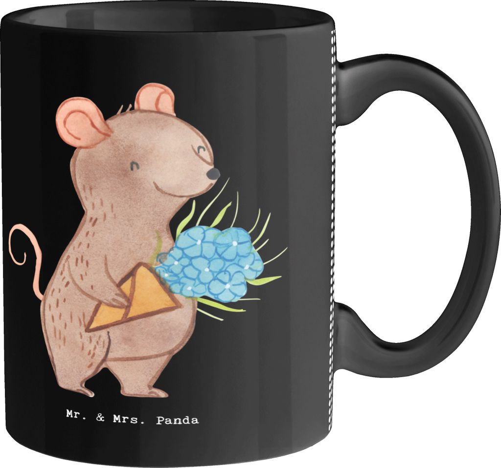 Mr. & Mrs. Panda Kaffeetasse Florist Herz - Schwarz - Geschenk, Blumenlanden, Blumenstrauß, Teetasse, Ausbildung, Kaffeebecher, haferl, Tasse, Tri...